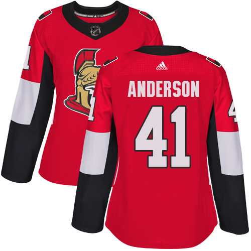 Adidas Ottawa Senators #41 Craig Anderson Red Home Authentic Women Stitched NHL Jersey->women nhl jersey->Women Jersey